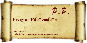 Prager Pázmán névjegykártya